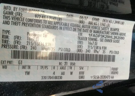 2017 Ford Focus Se from USA, damaged, VIN 1FADP3K29HL262080